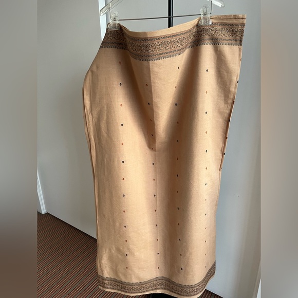 Fabindia style Ikat handwoven 100% cotton stunning saree salmon 🍣 & burgundy NEW - Picture 15 of 15